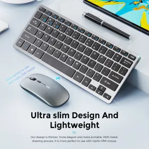 Bluetooth Wireless Keyboard Rechargeable Compact Slim 3 Modes Wireless Mouse
