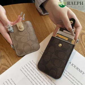 RALPH Letter Card Bag, Korean Style PU Leather Card Holders Clutch, Ins Card Pocket Pull-out Type Clutch Bag Short Wallet Female